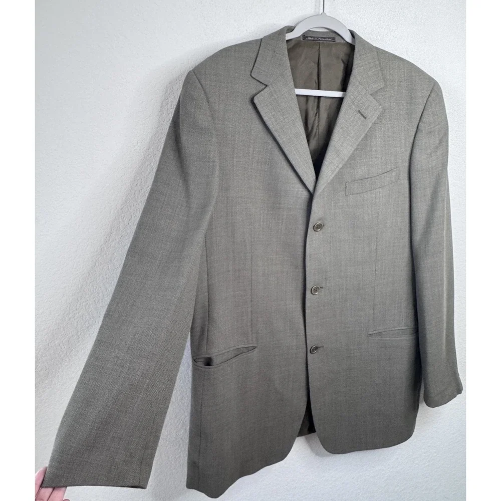 Ermenegildo Zegna 100% Wool Blazer Men's 44R Green Made‎ in Switzerland Luxury